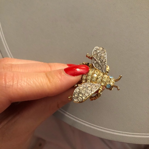 Vintage KJL Bumble Bee Rhinestone Brooch Pin - Picture 4 of 8